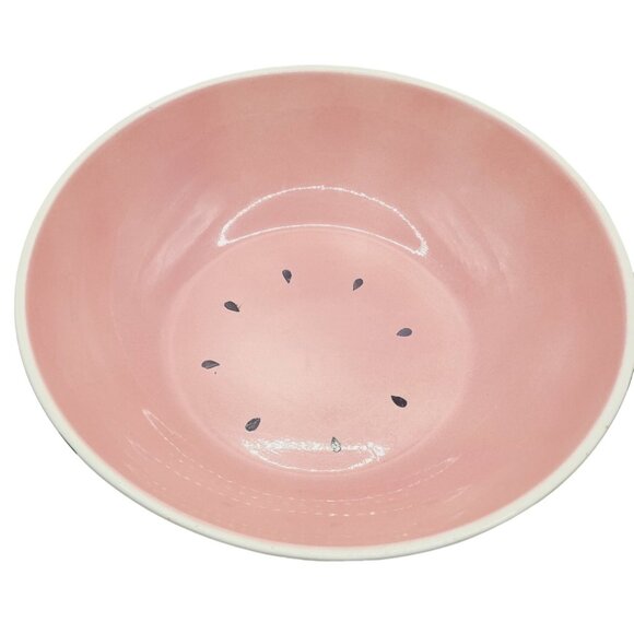Watermelon Ceramic Serving Bowl 11 Inches Pink Green Summer Fruit Salads Snacks - Picture 4 of 12